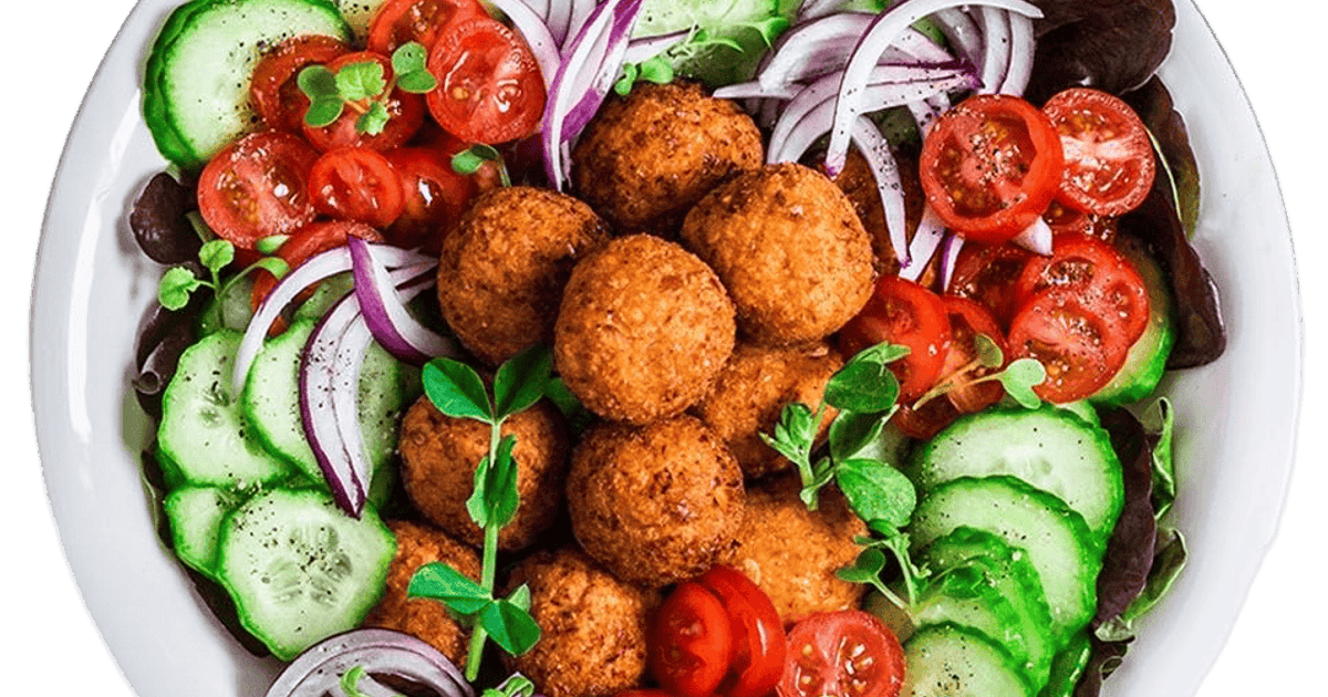 Falafel, grönsaker och meze för catering